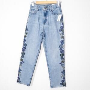NEW PacSun Women’s Jeans Desert Indie Y2K Embroidered Cactus Floral High Rise 25